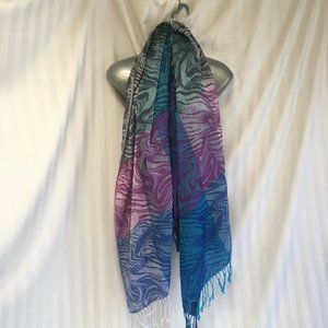 Women Gray Purple Blue 100% Pashmina Scarf Wrap Shawl Bohemian Cashmere Boho